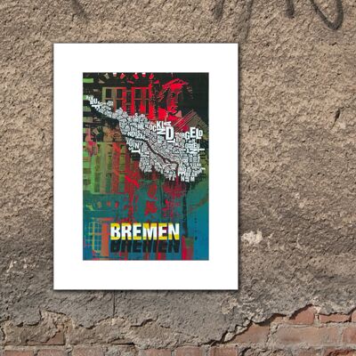 Buchstabenort Bremen Roland Kunstdruck - 30x40cm-passepartout