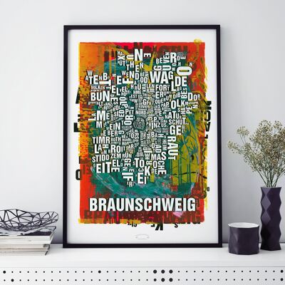 Lieu des lettres Impression d'art de la cathédrale de Braunschweig - 50x70 cm-impression numérique-encadrée