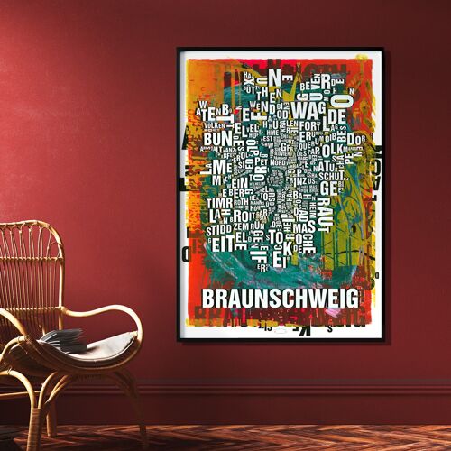 Buchstabenort Braunschweig Dom Kunstdruck - 70x100 cm-digitaldruck-gerollt