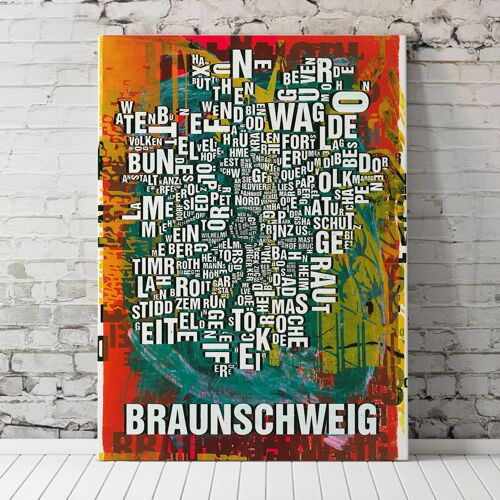 Buchstabenort Braunschweig Dom Kunstdruck - 70x100 cm-leinwand-auf-keilrahmen