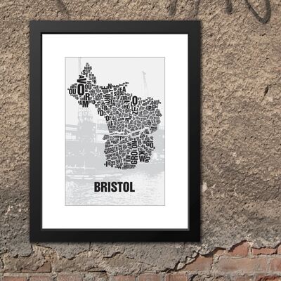 Carta ubicación Muelles de la ciudad de Bristol - 30x40cm-passepartout-enmarcado