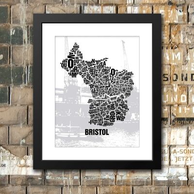 Buchstabenort Bristol City Docks - 40x50-passepartout-gerahmt