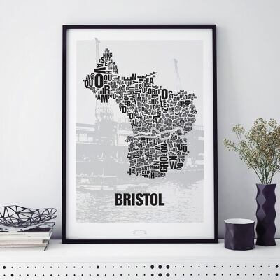 Luogo delle lettere Bristol City Docks - 50x70cm-stampa digitale con cornice