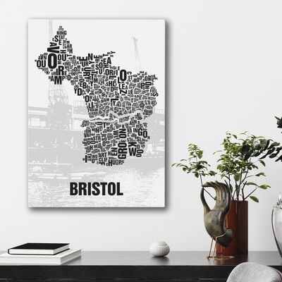 Lugar de letras Muelles de la ciudad de Bristol - 50x70cm-lienzo-en-camilla