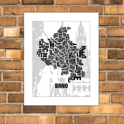 Luogo delle lettere Brno Brünn centro storico - 40x50cm-passepartout