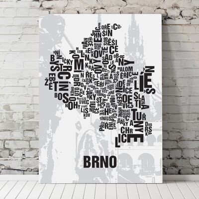 Lugar de letras Brno Brünn casco antiguo - 70x100cm-lienzo-en-camilla