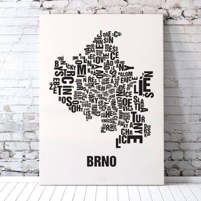 Luogo delle lettere Brno Brünn nero su bianco naturale - 70x100cm-tela-su-barella