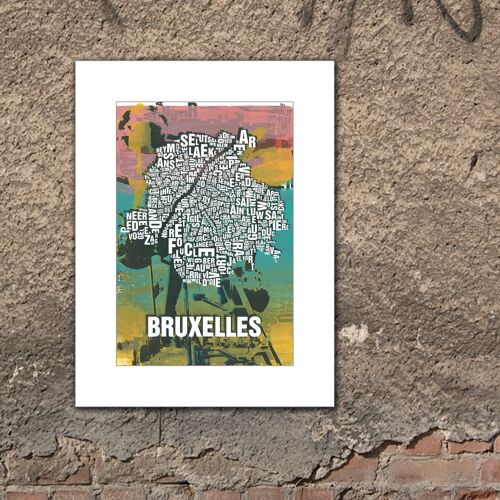 Buchstabenort Brüssel / Bruxelles Atomium Kunstdruck - 30x40cm-passepartout