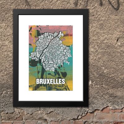 Luogo delle lettere Bruxelles / Bruxelles Stampa d'arte Atomium - 30x40cm-passepartout-incorniciato