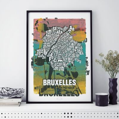 Luogo delle lettere Bruxelles / Bruxelles Stampa d'arte Atomium - 50x70cm-stampa digitale con cornice
