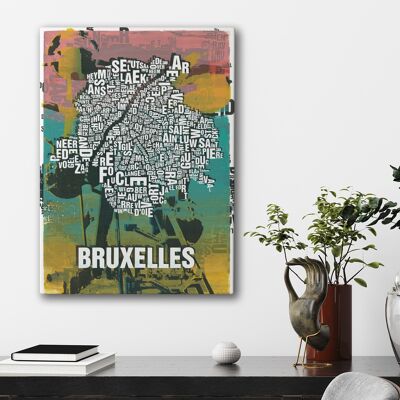 Place of letters Brussels / Bruxelles Atomium art print - 50x70cm-canvas-on-stretcher
