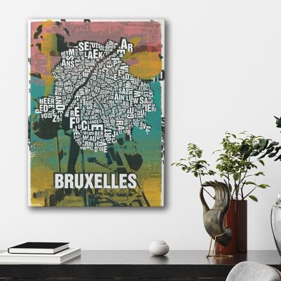 Lugar de letras Bruselas / Bruxelles Atomium lámina - 50x70cm-lienzo-en-camilla