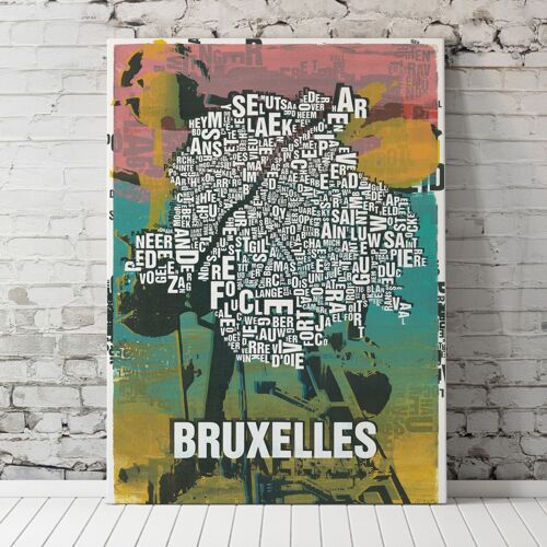 Buchstabenort Brüssel / Bruxelles Atomium Kunstdruck - 70x100cm-leinwand-auf-keilrahmen