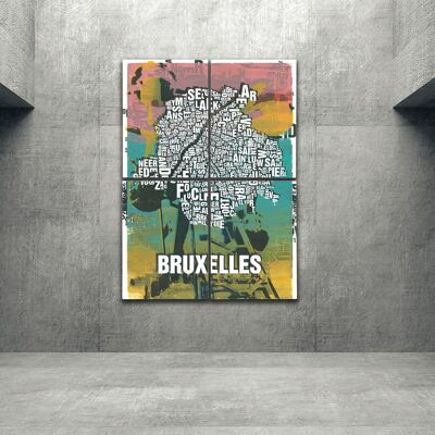 Place of letters Brussels / Bruxelles Atomium art print - 140x200cm-as-4-part-stretcher