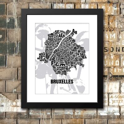 Place of letters Bruxelles Brussels Atomium - 40x50 passe-partout framed