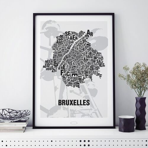 Buchstabenort Bruxelles Brüssel Atomium - 50x70cm-digitaldruck-gerahmt