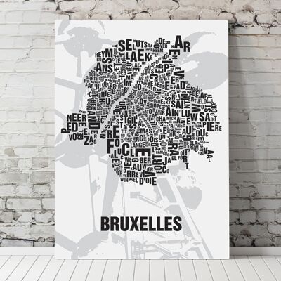 Buchstabenort Bruxelles Brüssel Atomium - 70x100cm-leinwand-auf-keilrahmen