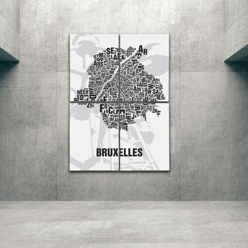 Buchstabenort Bruxelles Brüssel Atomium - 140x200cm-als-4-teiliger-keilrahmen