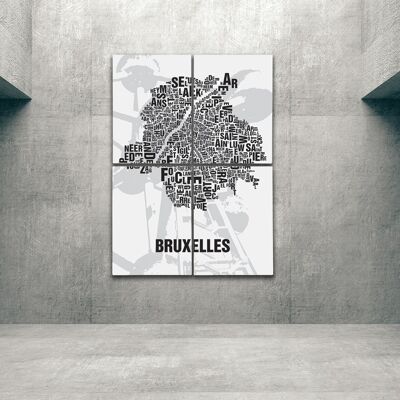 Place of letters Bruxelles Brussels Atomium - 140x200cm-as-4-part-stretcher