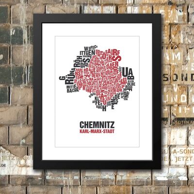 Letter location Chemnitz Karl-Marx-Stadt - 40x50 passepartout framed