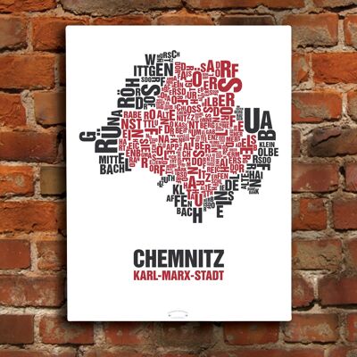 Luogo delle lettere Chemnitz Karl-Marx-Stadt - 40x50cm-tela-su-barella