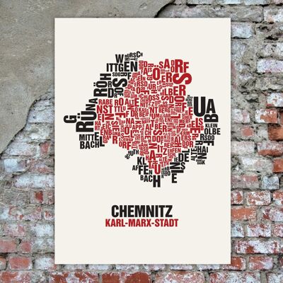 Posizione della lettera Chemnitz Karl-Marx-Stadt - Stampa digitale 50x70cm