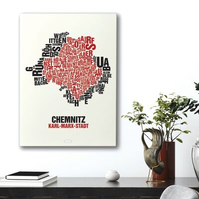 Lugar de letras Chemnitz Karl-Marx-Stadt - 50x70cm-lienzo-en-camilla