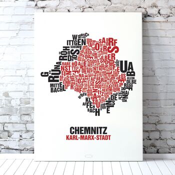 Place des lettres Chemnitz Karl-Marx-Stadt - 50x70cm-toile-sur-châssis 3