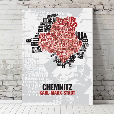 Place of letters Chemnitz Karl-Marx-Stadt Nischel in front of party saw - 70x100cm-canvas-on-stretcher