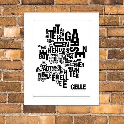 Letter place Celle black on natural white - 40x50cm-passepartout