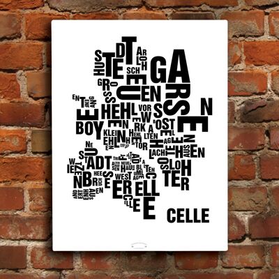 Letter place Celle black on natural white - 40x50cm-canvas-on-stretcher