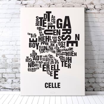 Lettre place Celle noir sur blanc naturel - 40x50cm-toile-sur-châssis 4