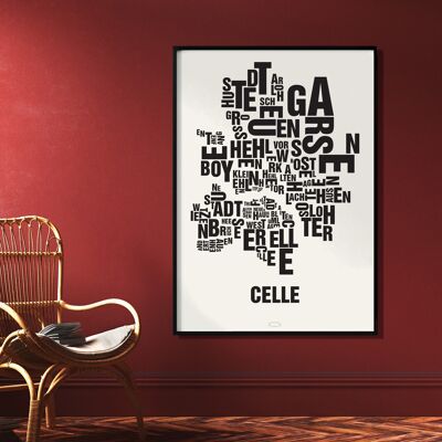 Letter location Celle black on natural white - 70x100cm-digital print-rolled