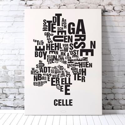 Letter place Celle black on natural white - 70x100cm-canvas-on-stretcher