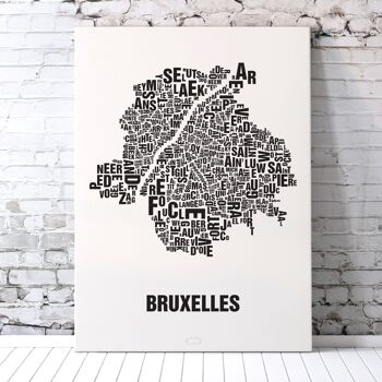 Place des lettres Bruxelles Bruxelles noir sur blanc naturel - 40x50 passe-partout encadré 4