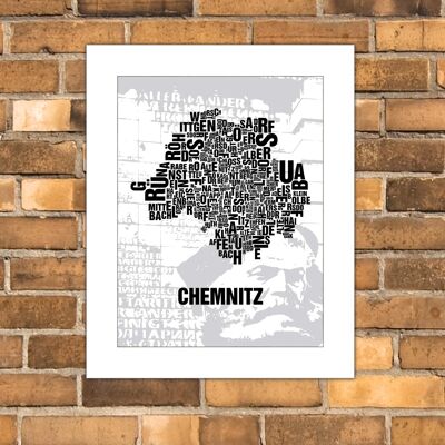 Luogo delle lettere Chemnitz Nischel davanti alla sega per feste - 40x50cm-passepartout