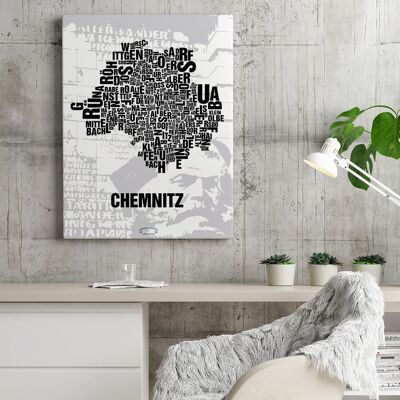 Place of letters Chemnitz Nischel in front of party saw - 40x50cm-canvas-on-stretcher