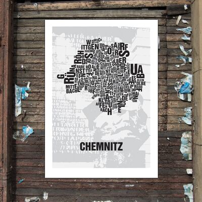 Buchstabenort Chemnitz Nischel vor Parteisäge - 50x70cm-digitaldruck