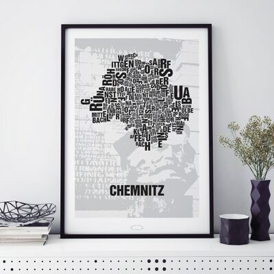 Place of letters Chemnitz Nischel in front of party saw - 50x70cm-digital print-framed
