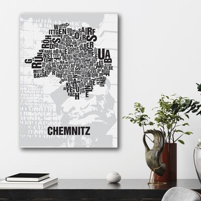 Luogo delle lettere Chemnitz Nischel davanti alla sega per feste - 50x70 cm-tela-su-barella