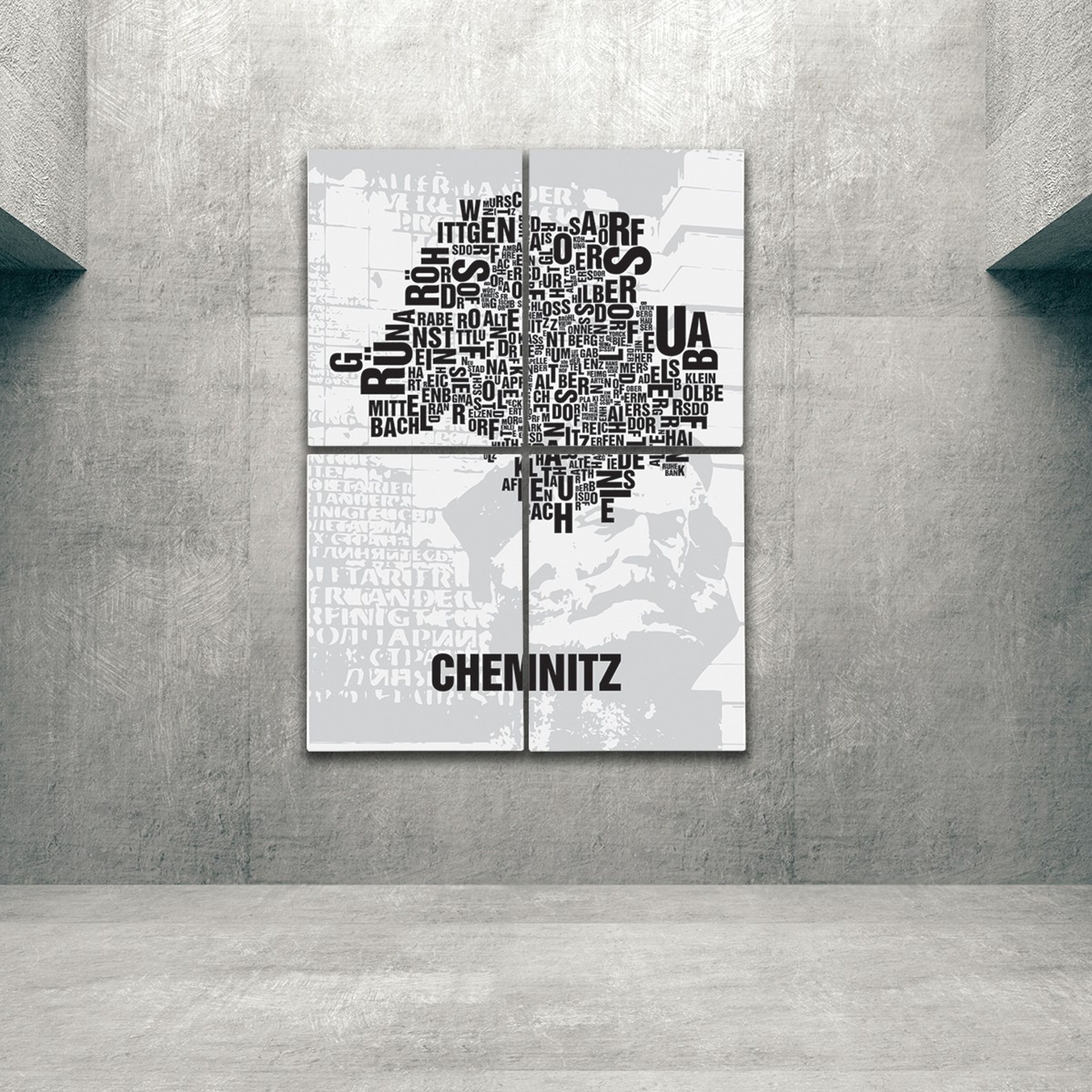Chemnitz letters - 140x200cm-as-4-part-stretcher wholesale saw in party of Place Nischel Buy of front