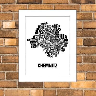 Buchstabenort Chemnitz Schwarz auf Naturweiß - 40x50cm-passepartout