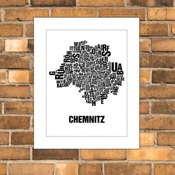 Place aux lettres Chemnitz noir sur blanc naturel - 40x50cm-passepartout 1