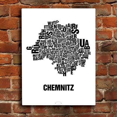 Luogo delle lettere Chemnitz nero su bianco naturale - 40x50cm-tela-su-barella