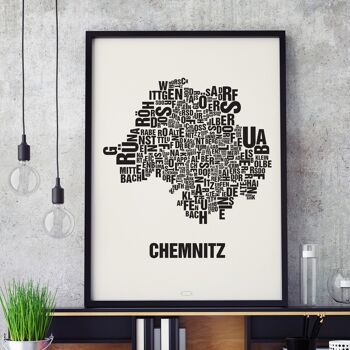 Place des lettres Chemnitz noir sur blanc naturel - 70x100cm-impression numérique-roulé 2