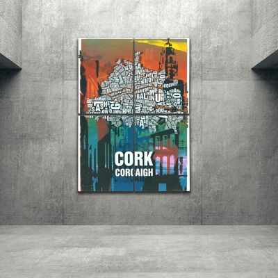 Place of letters Cork Shandon Bells art print - 140x200cm-as-4-part-stretcher