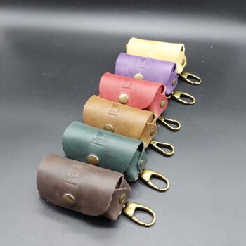 Porte-sac pour chien fabriqué à la main en cuir naturel de 2 mm d'épaisseur. Levrette Opplav (couleur marron foncé) 5