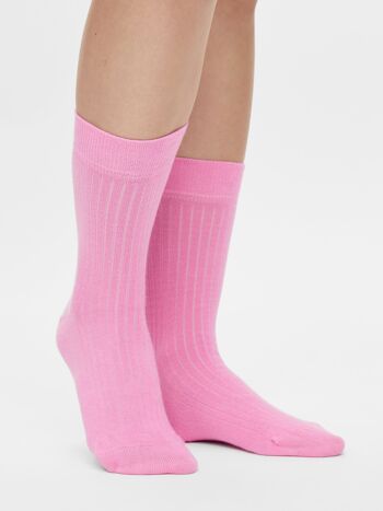 Chaussettes bio roses - chaussettes de tennis côtelées en rose (36-40) 2