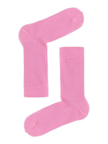 Chaussettes bio roses - chaussettes de tennis côtelées en rose (36-40) 3