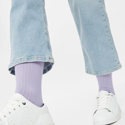 Organic Socks Purple - Chaussettes de tennis côtelées violet pastel (36-40)